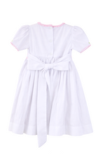 Load image into Gallery viewer, White Hand-Smocked Toddler Dress with Pink Embroidery – Boutique Girl Outfit