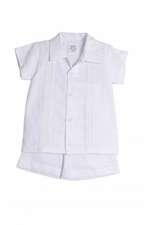Load image into Gallery viewer, White Baby Boy Guayabera Set – Shirt &amp; Shorts