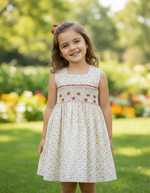 Load image into Gallery viewer, Toddler Floral Smocked Dress with hand Embroidery – Perfect Valentine Outfit