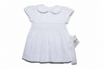 Load image into Gallery viewer, White Smocked Baby Dress Set – 3-Piece with Bloomers &amp; Lace Headband