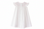 Load image into Gallery viewer, White Linen Baby Dress Smocked for Photoshoots, Birthdays &amp; Special Occasions