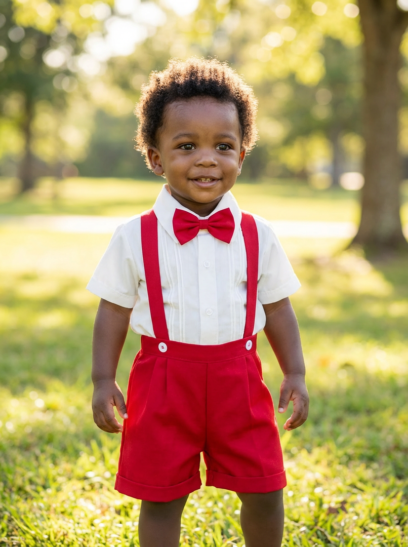 Valentine’s Classic Red Suspender Set for Boys