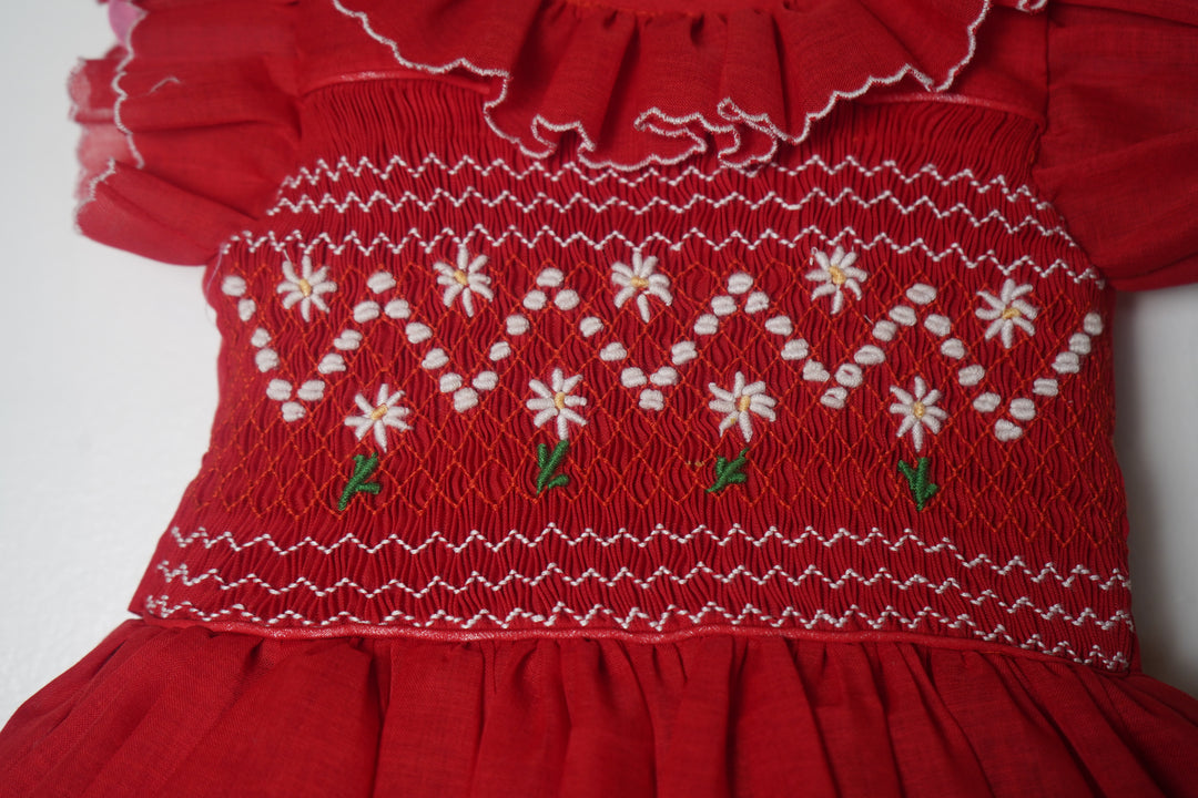 Hand-Embroidered Red Baby Girl Dress – Valentine’s Outfit & Special Occasion Dress