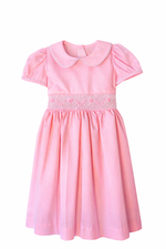 Load image into Gallery viewer, Girls Hand-Smocked &amp; Hand-Embroidered Pink Dress Classic Boutique Style