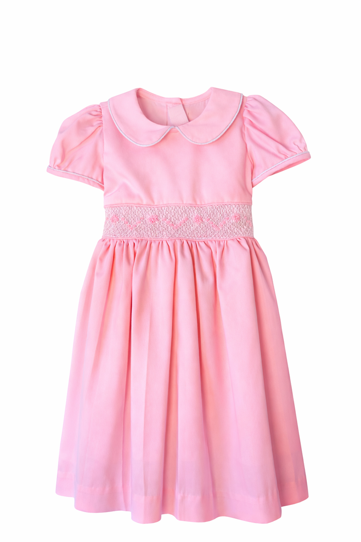 Girls Hand-Smocked & Hand-Embroidered Pink Dress Classic Boutique Style