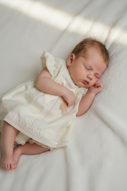 Classic Cream Baby Girl Clothing Set: Dress, Bloomers & Blanket