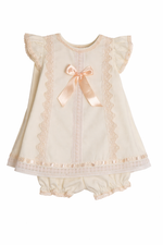 Load image into Gallery viewer, Classic Cream Baby Girl Clothing Set: Dress, Bloomers &amp; Blanket
