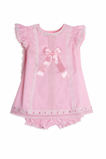 Load image into Gallery viewer, Classic Cream Baby Girl Clothing Set: Dress, Bloomers &amp; Blanket