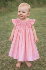 Load image into Gallery viewer, Girls Pink Smocked Dress – Handmade Floral Baby Outfit, Spring outfit