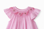 Load image into Gallery viewer, Pink  Smocked Dress for Toddlers Linen fabric | Bishop Style Hand-Embroidered