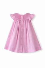 Load image into Gallery viewer, Pink  Smocked Dress for Toddlers Linen fabric | Bishop Style Hand-Embroidered