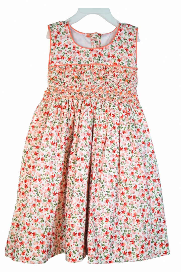 Floral Smocked Dress for Girls – Hand-Smocked Spring Dress – Toddler Floral Outfit – Vintage Style Boutique Dress