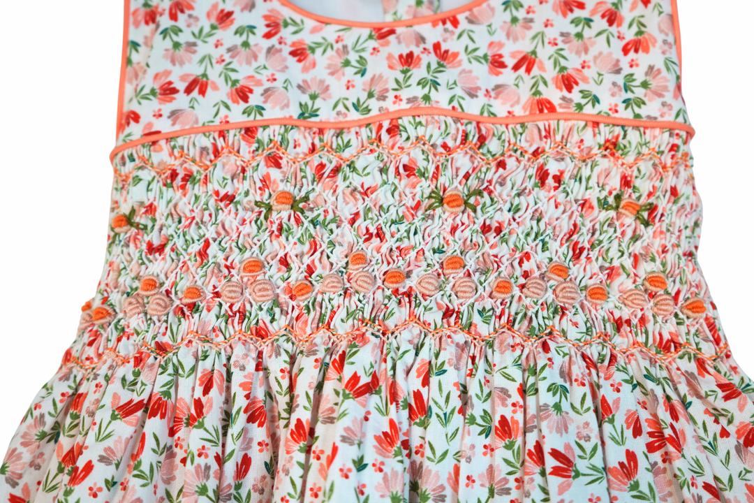 Floral Smocked Dress for Girls – Hand-Smocked Spring Dress – Toddler Floral Outfit – Vintage Style Boutique Dress