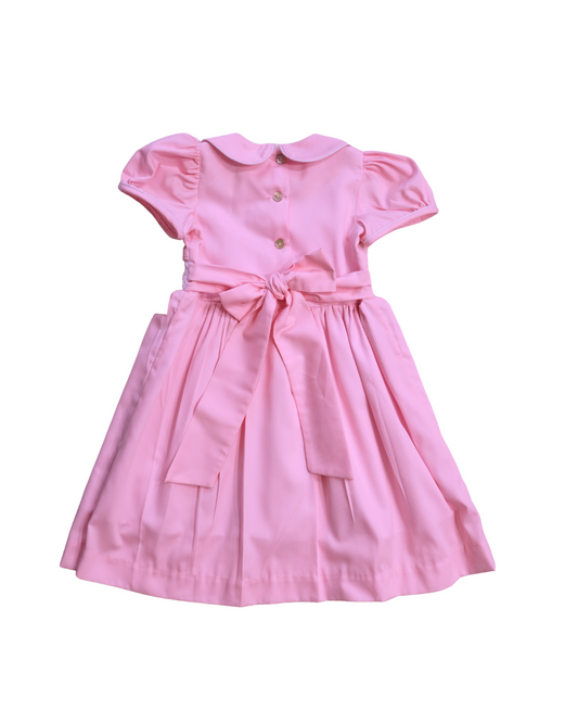 Vintage Pink Smocked Baby Dress – Piqué Cotton Elegance