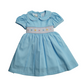 Sky Blue Smocked Baby Dress – Classic Peter Pan Collar Style with Bow