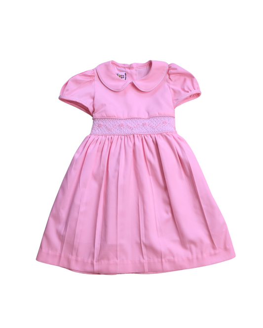 Vintage Pink Smocked Baby Dress – Piqué Cotton Elegance