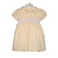 Buttercream Smocked and hand embroidered Baby Girl Dress with Bow