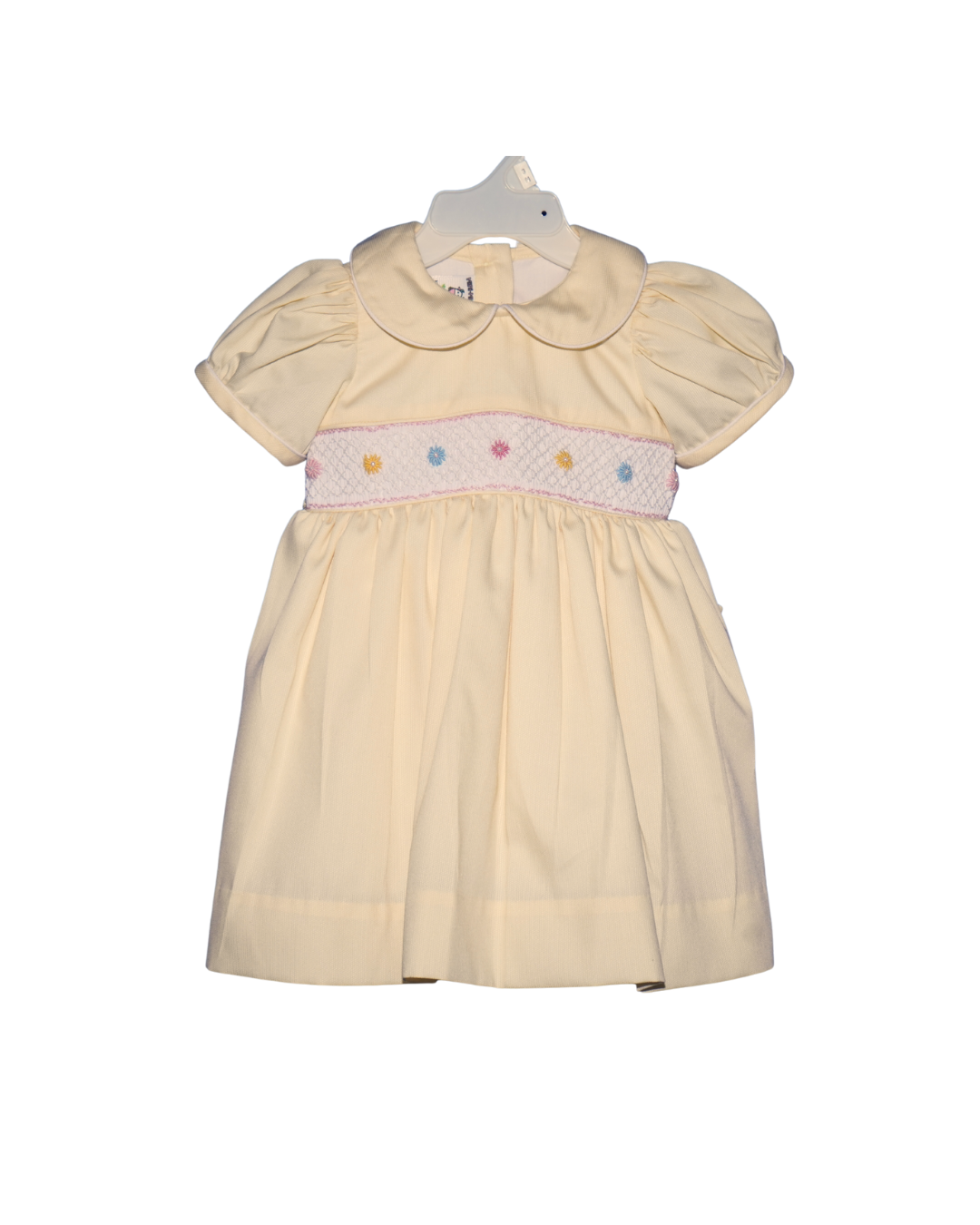 Buttercream Smocked and hand embroidered Baby Girl Dress with Bow