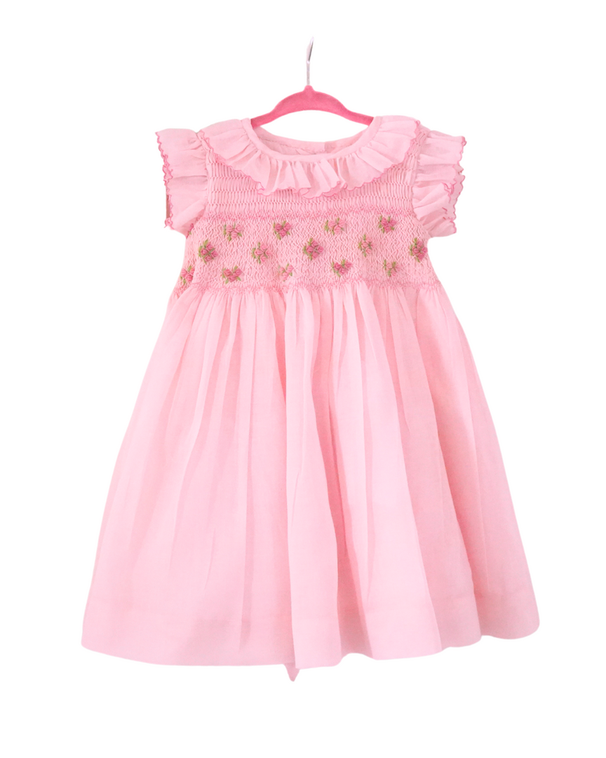 Hand-Smocked Pink Cotton Dress Size: 12-24M