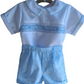 Classic White Linen Baby Boy Set – Hand-Smocked Elegance shirt and short pants