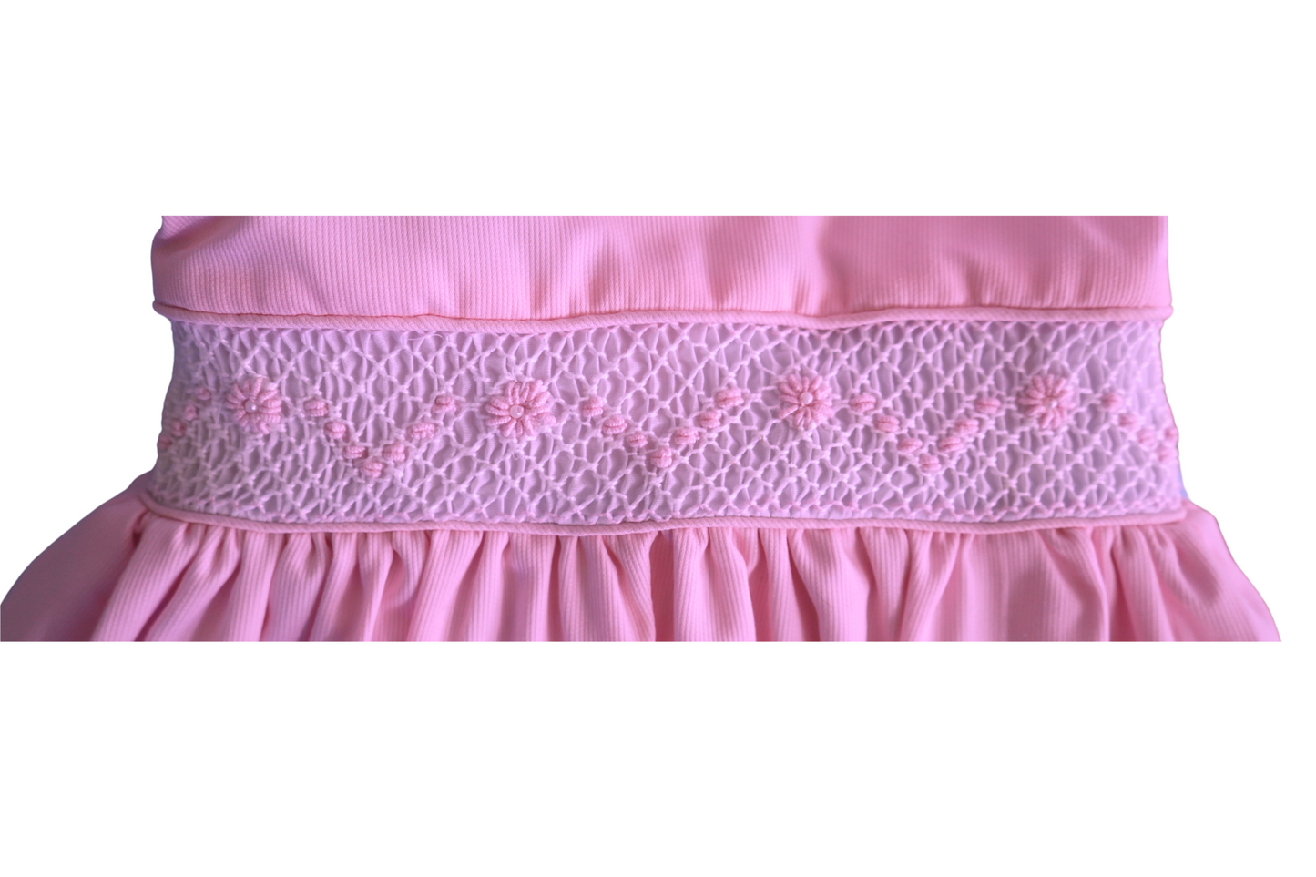 Vintage Pink Smocked Baby Dress – Piqué Cotton Elegance