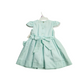 Mint Green Smocked  Hand embroidered Baby Dress – Classic Piqué Elegance with Side hair Bow