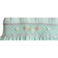 Mint Green Smocked  Hand embroidered Baby Dress – Classic Piqué Elegance with Side hair Bow