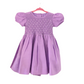 Lavender Hand embroidered-Smocked Dress, Linen dress💜