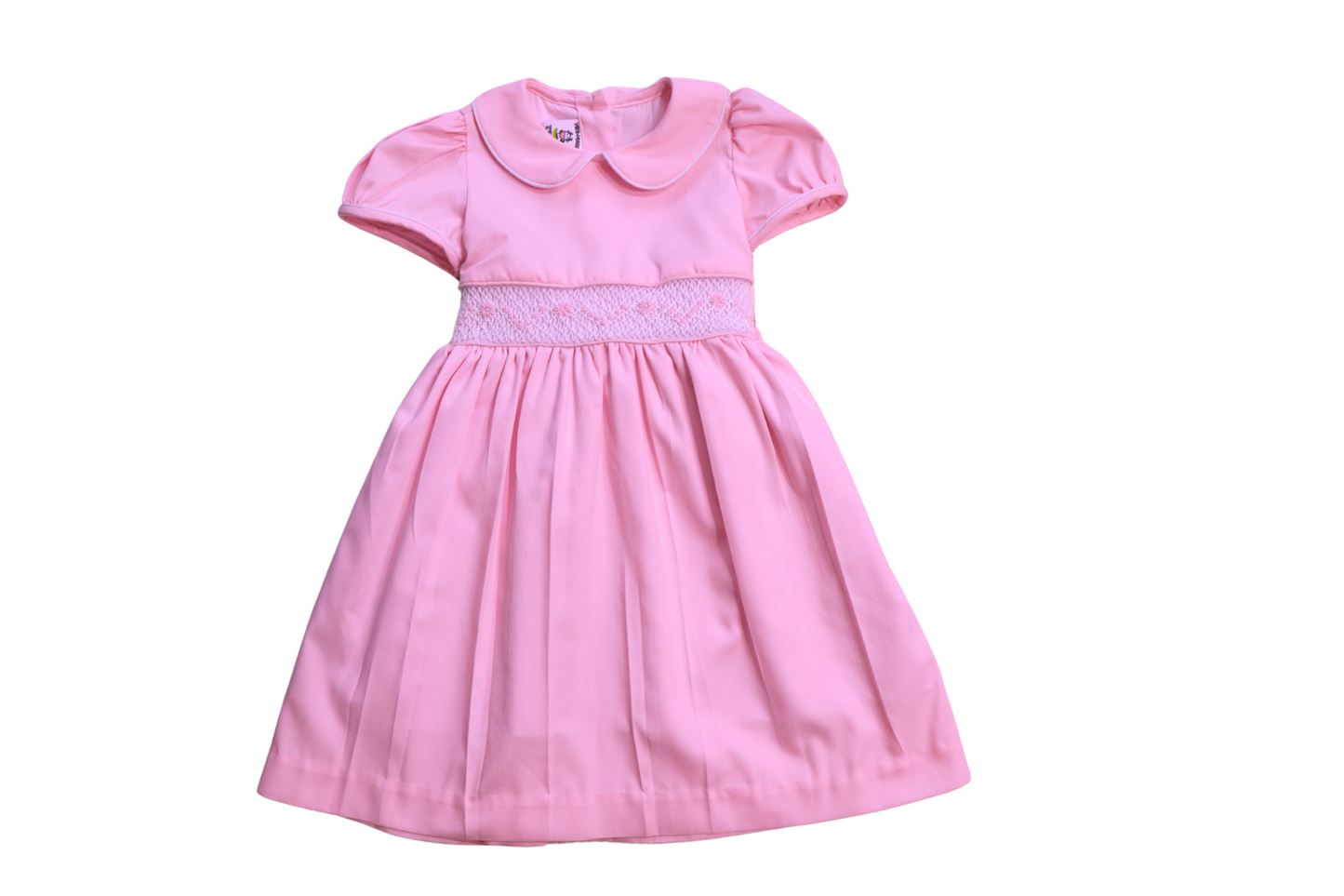 Vintage Pink Smocked Baby Dress – Piqué Cotton Elegance