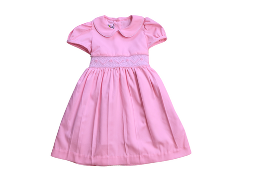 Vintage Pink Smocked Baby Dress – Piqué Cotton Elegance