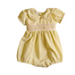 Smocked Baby romper  – Hand Embroidered with Floral Detail. PINK AND YELLOW Variation