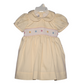 Buttercream Smocked and hand embroidered Baby Girl Dress with Bow