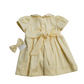 Buttercream Smocked and hand embroidered Baby Girl Dress with Bow