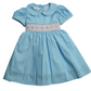 Sky Blue Smocked Baby Dress – Classic Peter Pan Collar Style with Bow