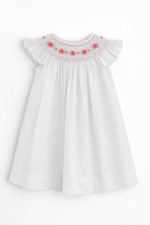 Load image into Gallery viewer, White Linen Baby Dress Smocked for Photoshoots, Birthdays &amp; Special Occasions