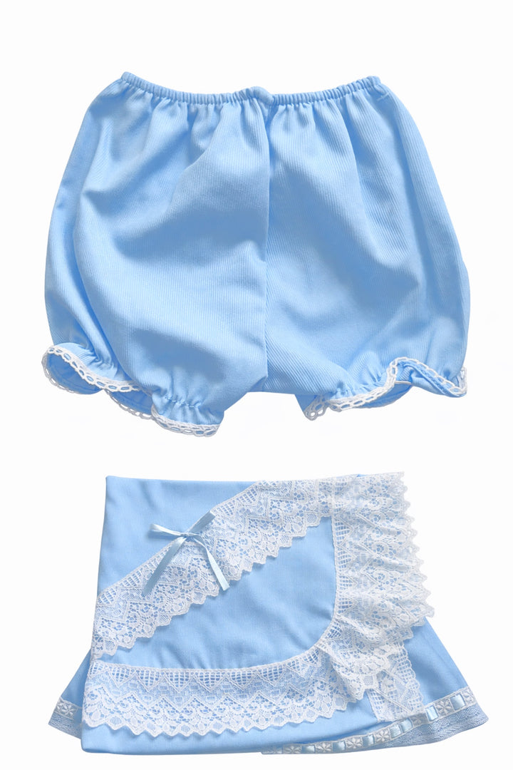Classic Cream Baby Girl Clothing Set: Dress, Bloomers & Blanket